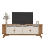 Rack de TV Vivaldi Beige Neutral y Café Claro 200x65.5cm para TV Hasta 75" Pulgadas y con Ranura para Cables
