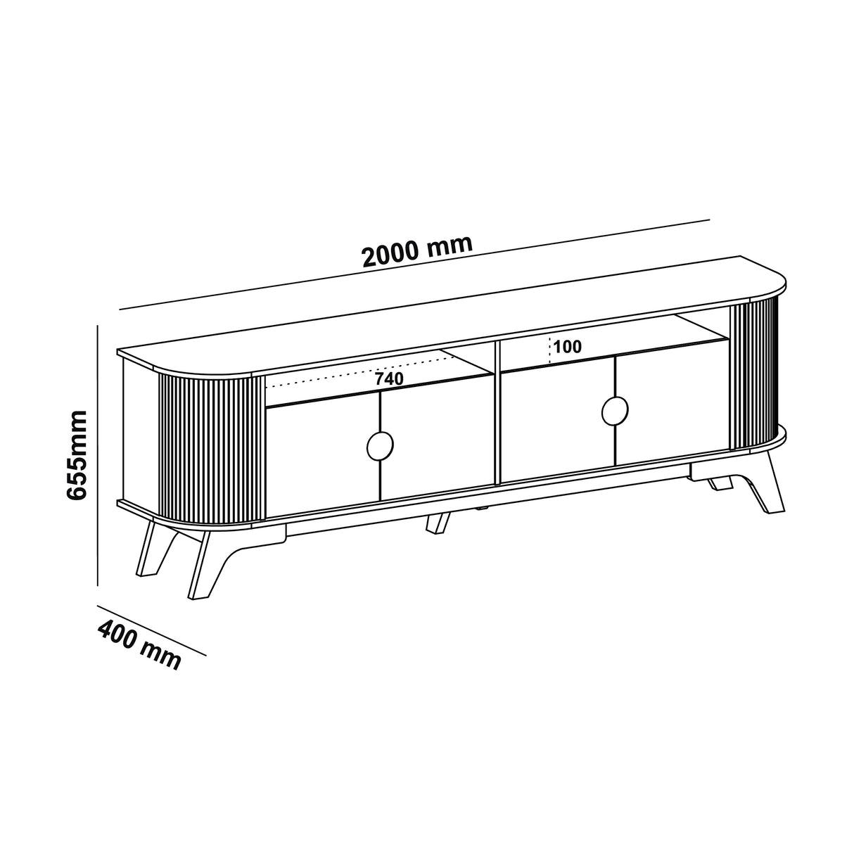Rack de TV Vivaldi Beige Neutral y Café Claro 200x65.5cm para TV Hasta 75" Pulgadas y con Ranura para Cables
