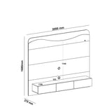 Panel de TV Vivaldi Café Claro y Beige Neutral 200x168cm para TV Hasta 75" Pulgadas con Tres Cajones y con Ranura para Cables