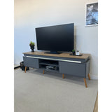 Rack de TV Lumina Gris 180x62.5cm para TV Hasta 75" Pulgadas y con Ranura para Cables