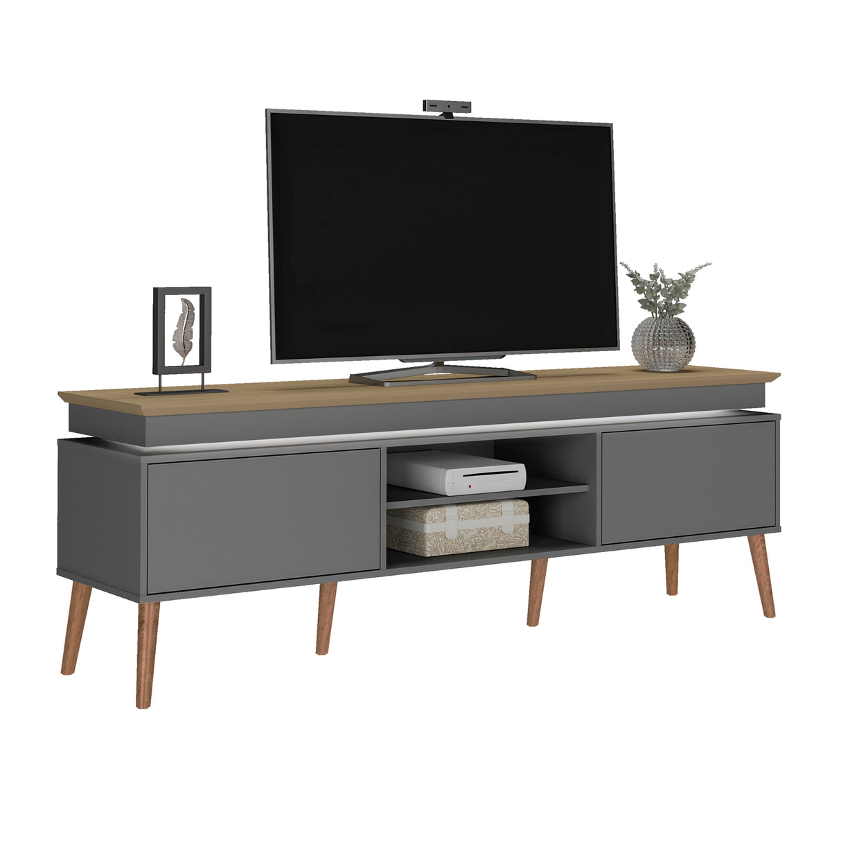 Rack de TV Lumina Gris 180x62.5cm para TV Hasta 75" Pulgadas y con Ranura para Cables
