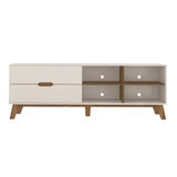 Rack de TV Verona Beige Neutral y Café Claro 180x63.5cm para TV Hasta 75" Pulgadas con Dos Cajones y con Ranura para Cables