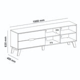 Rack de TV Verona Beige Neutral y Café Claro 180x63.5cm para TV Hasta 75" Pulgadas con Dos Cajones y con Ranura para Cables