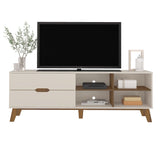 Rack de TV Verona Beige Neutral y Café Claro 180x63.5cm para TV Hasta 75" Pulgadas con Dos Cajones y con Ranura para Cables