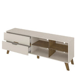 Rack de TV Verona Beige Neutral y Café Claro 180x63.5cm para TV Hasta 75" Pulgadas con Dos Cajones y con Ranura para Cables