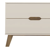 Rack de TV Verona Beige Neutral y Café Claro 180x63.5cm para TV Hasta 75" Pulgadas con Dos Cajones y con Ranura para Cables