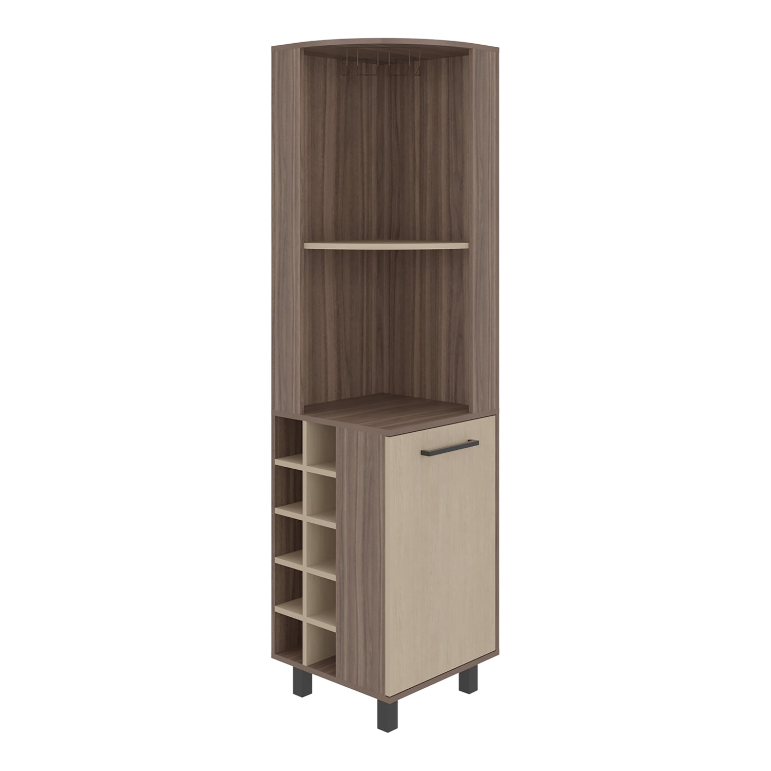 Bar Esquinero Kaia Avellana y Cartagena 45x180cm con Doce Compartimientos y con Diez Portabotellas
