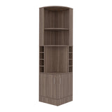 Bar Esquinero Syrah Avellana 46.9x180.6cm con Diez Compartimientos y con Ocho Portabotellas