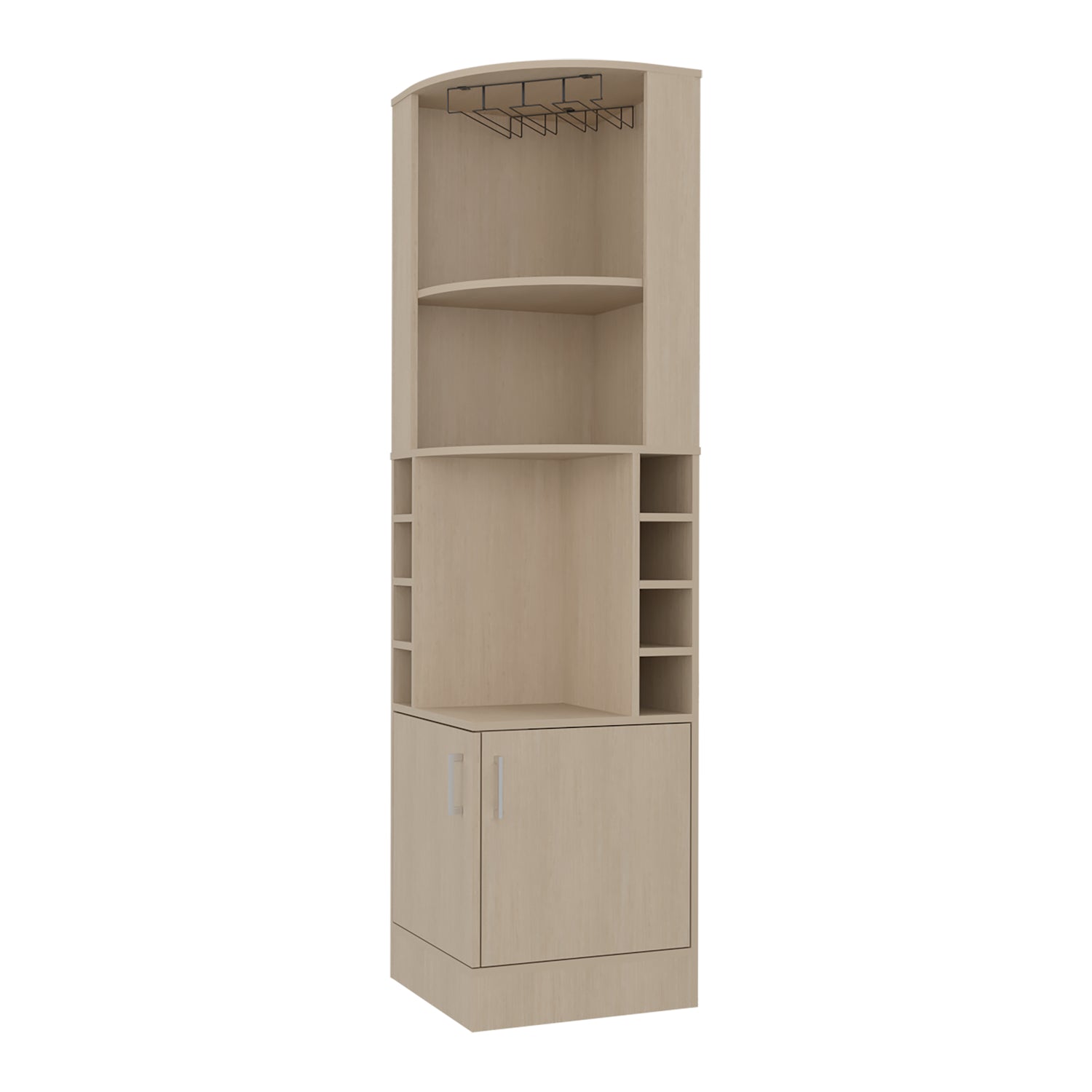 Bar Esquinero Syrah Cartagena 46.9x180.6cm con Diez Compartimientos y con Ocho Portabotellas