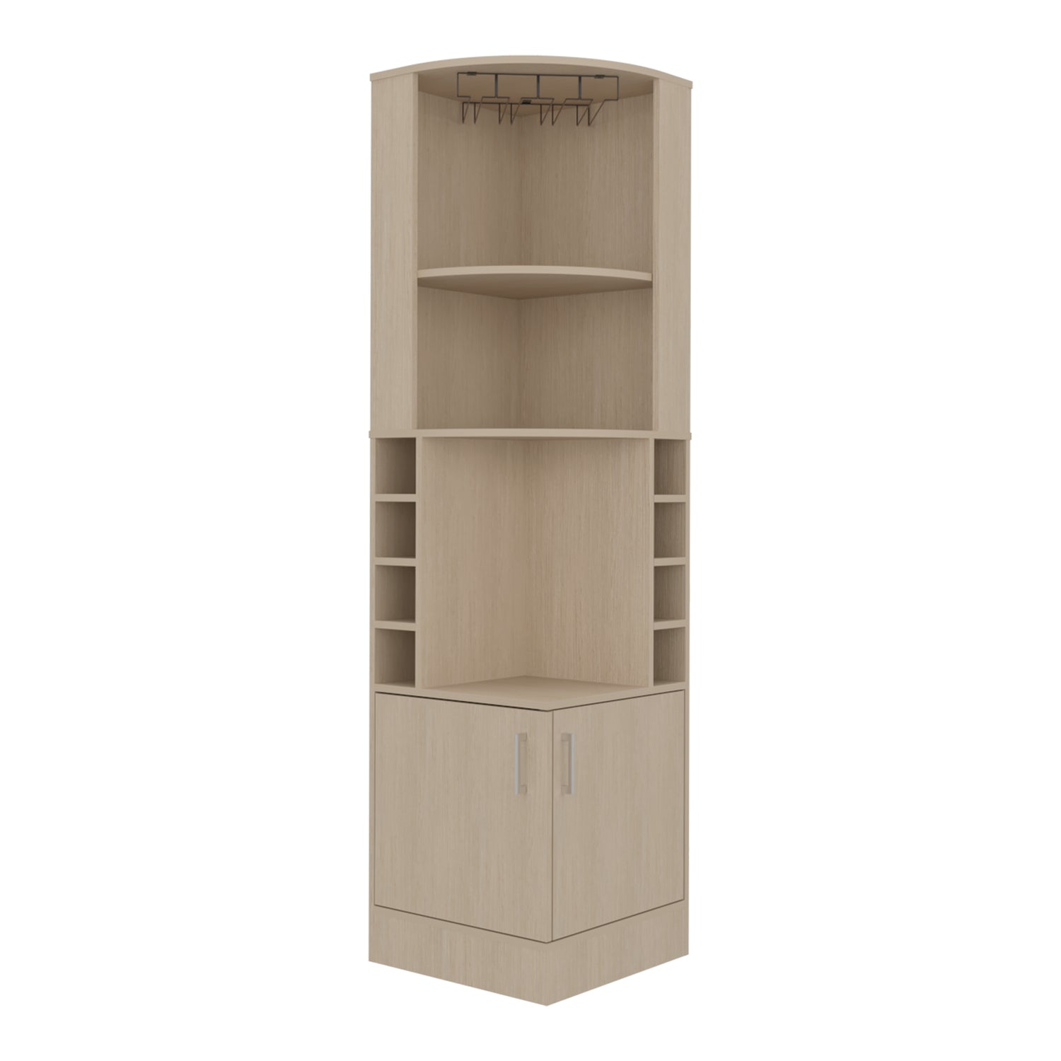 Bar Esquinero Syrah Cartagena 46.9x180.6cm con Diez Compartimientos y con Ocho Portabotellas
