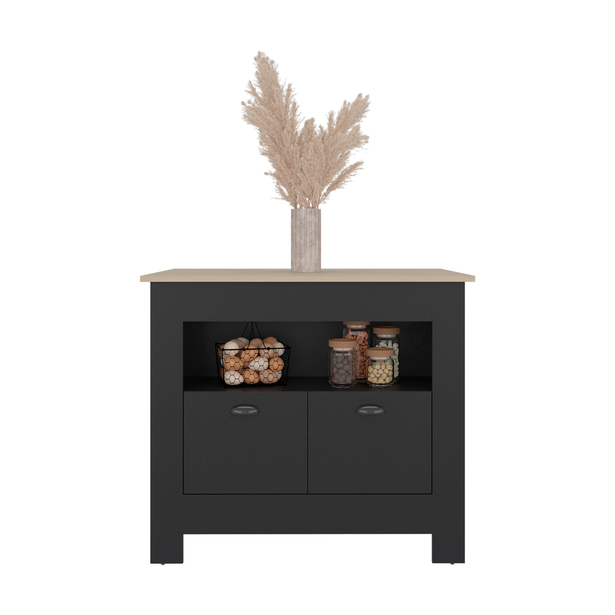 Isla de Cocina Arlet Wengue y Cartagena 103x89.9cm con Tres Compartimientos