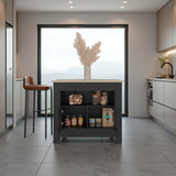 Isla de Cocina Arlet Wengue y Cartagena 103x89.9cm con Tres Compartimientos