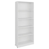 Biblioteca Basica Blanco 74.6x180.7cm Rectangular con Cinco Compartimientos y Cuatro Entrepaños