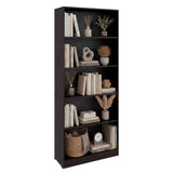Biblioteca Basica Wengue 74.6x180.7cm Rectangular con Cinco Compartimientos y Cuatro Entrepaños