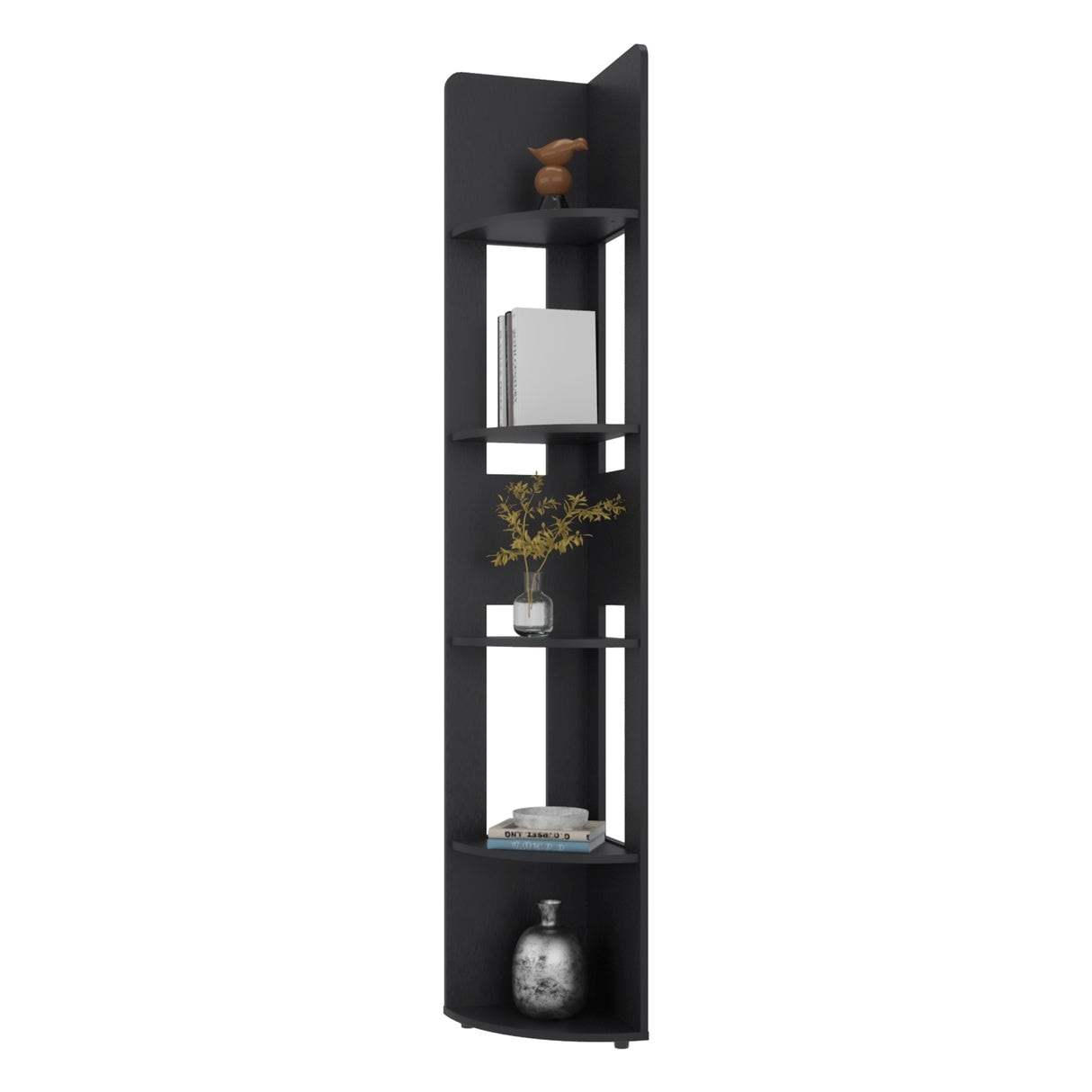 Estante Home E7 Wengue 30x180.6cm Triangular con Cinco Compartimientos y Cuatro Entrepaños