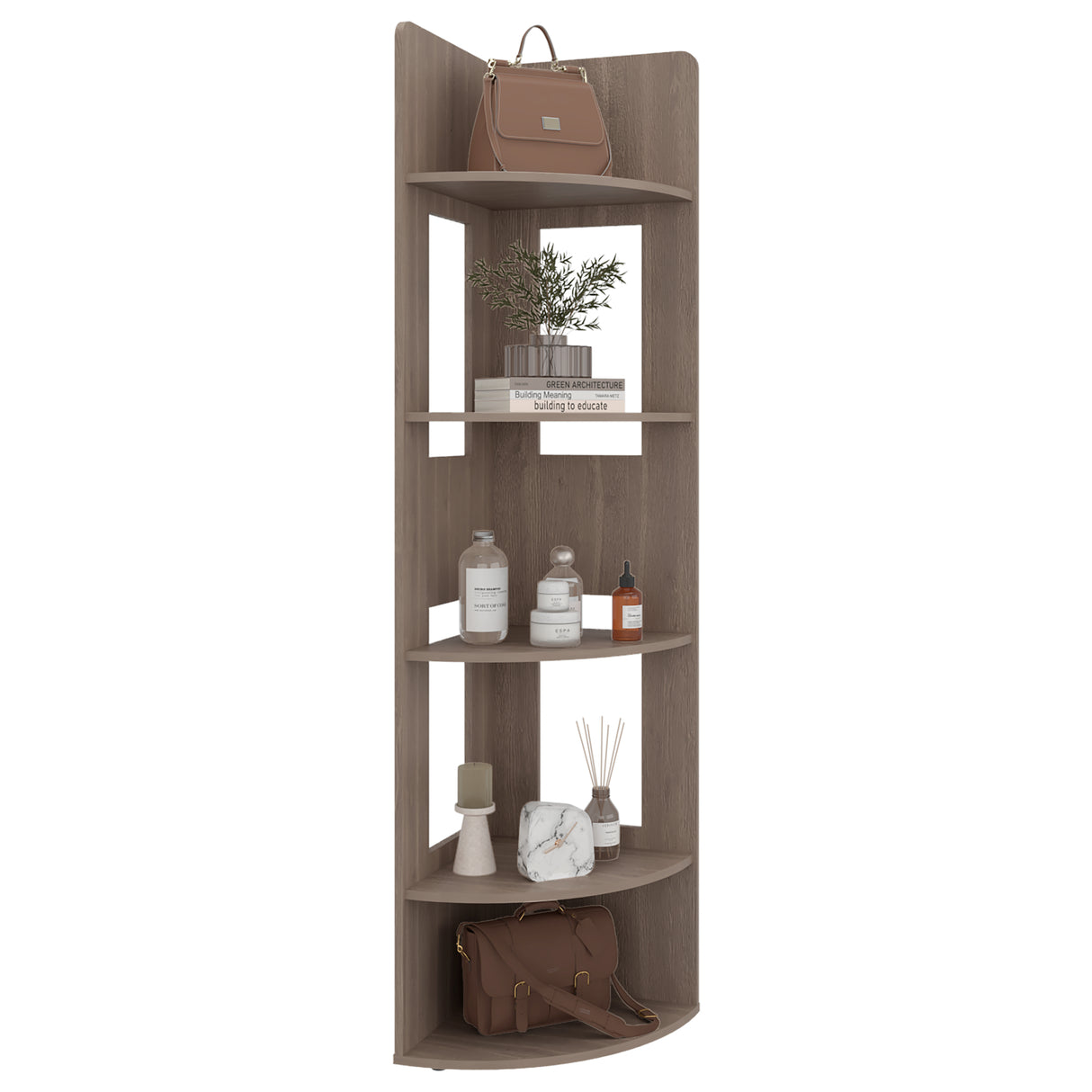 Biblioteca Esquinera Home Dreams Bardolino 40x170cm Triangular con Cinco Compartimientos y Cuatro Entrepaños