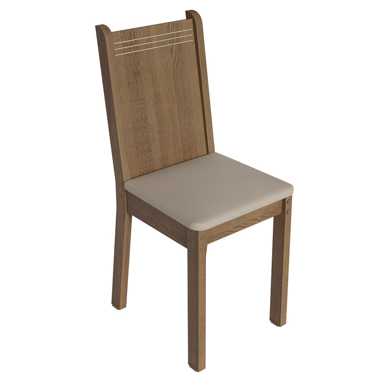 Juego de Comedor Analu Marrón y Beige 136x76cm Rectangular de Seis Puestos con Seis Sillas
