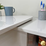 Escritorio Transformable Nomad Café Claro y Beige 118.5x73.5cm con Un Cajón y con Organizador de Libros
