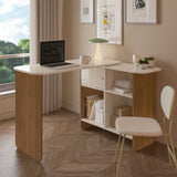Escritorio Transformable Nomad Café Claro y Beige 118.5x73.5cm con Un Cajón y con Organizador de Libros