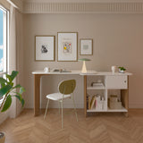 Escritorio Transformable Nomad Café Claro y Beige 118.5x73.5cm con Un Cajón y con Organizador de Libros