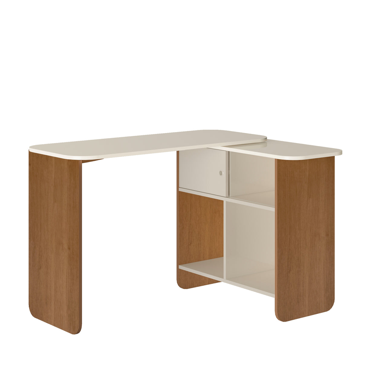 Escritorio Transformable Nomad Café Claro y Beige 118.5x73.5cm con Un Cajón y con Organizador de Libros