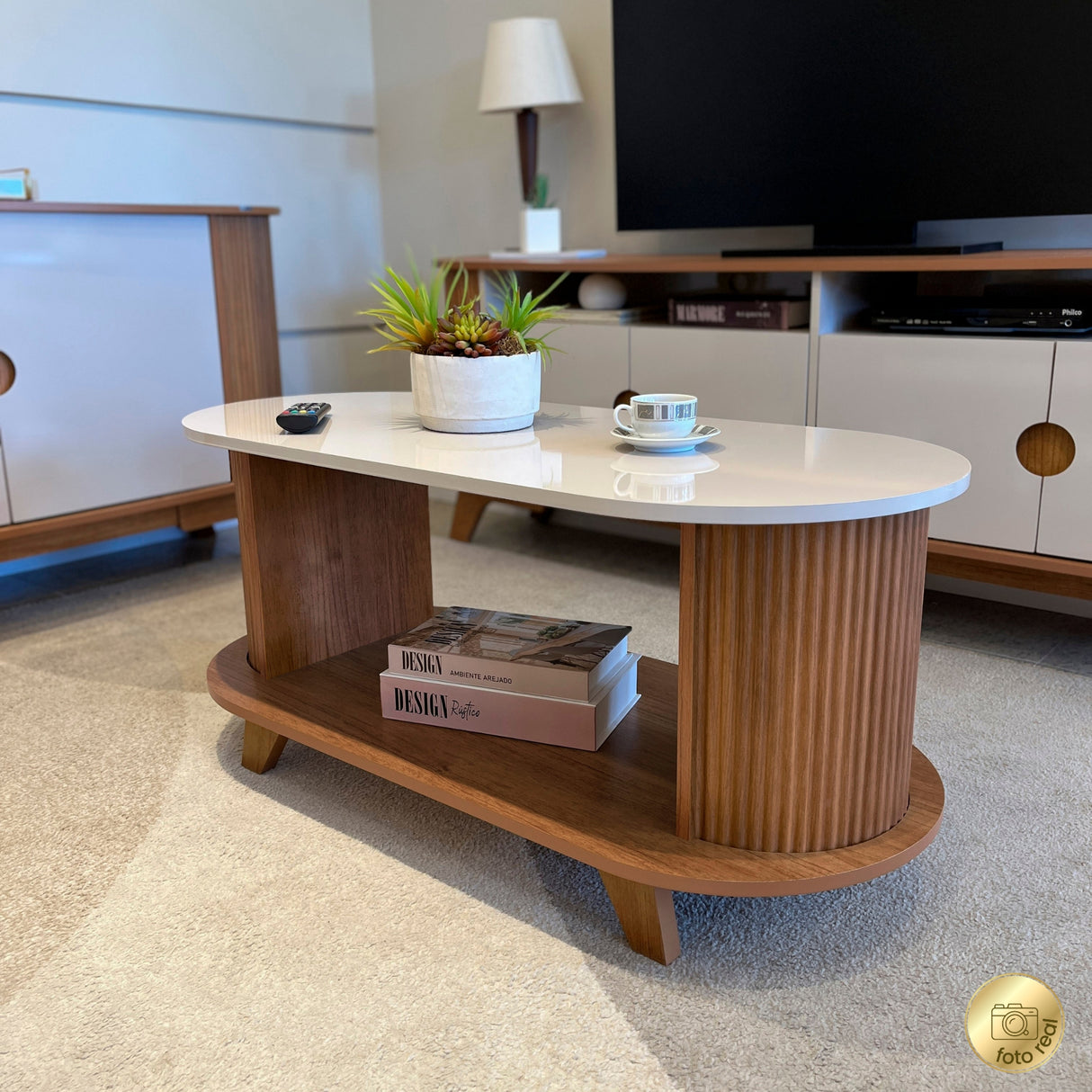 Mesa de Centro Vivaldi Café y Beige 100x45.5cm Rectangular