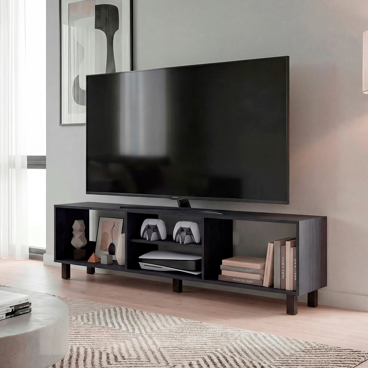 Rack de TV Tunez Plus Wengue 160x47.5cm para TV Hasta 70" Pulgadas con Cuatro Compartimientos