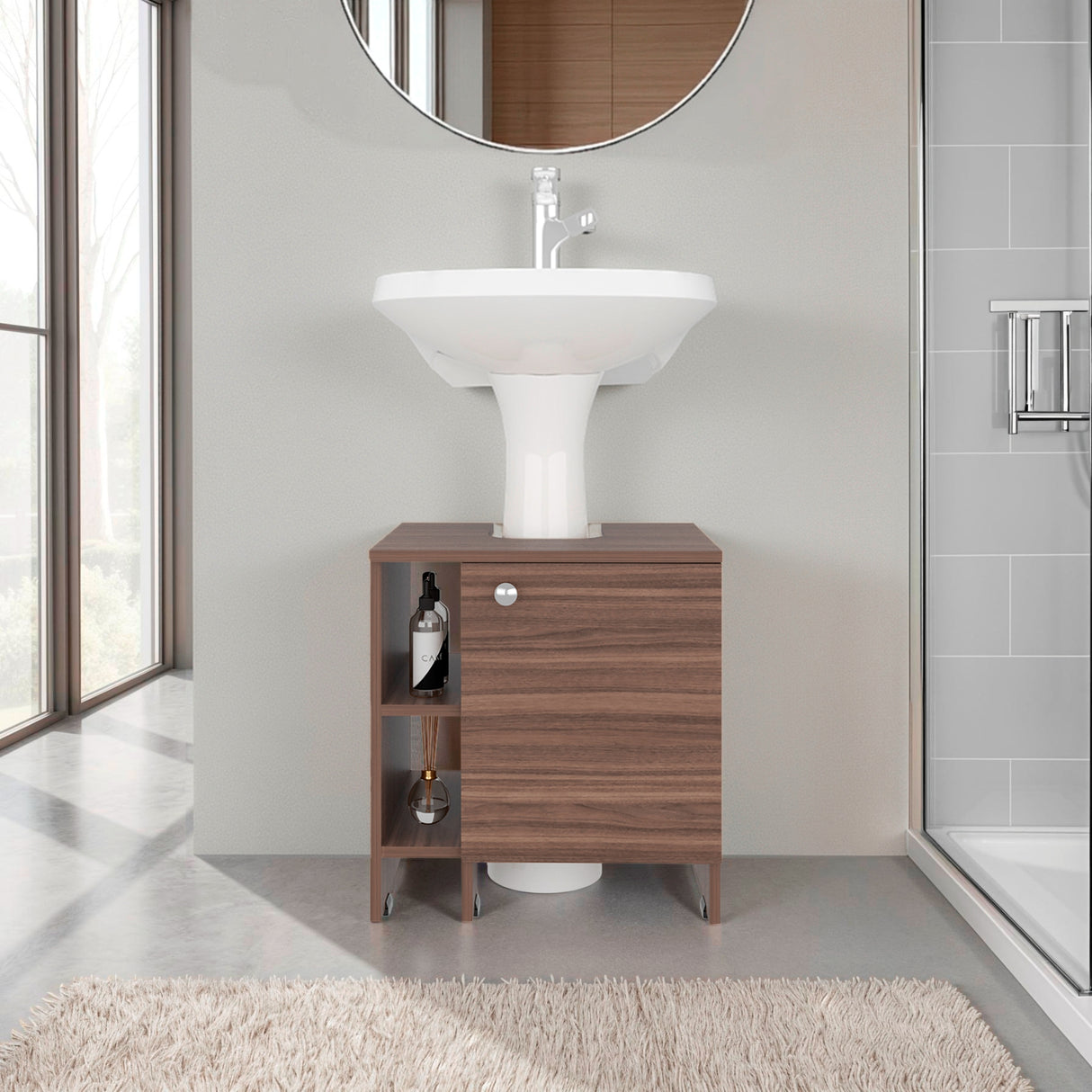 Mueble para Lavamanos Basico Avellana 47x50.5cm Individual sin Lavamanos con Una Puerta