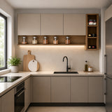 Mueble Superior de Cocina Capri Natural 20x74cm con Tres Entrepaños y Sin Puertas