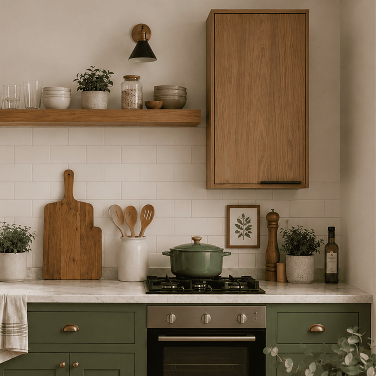 Mueble Superior de Cocina Java Natural 40x74cm con Dos Entrepaños y con Un Puerta