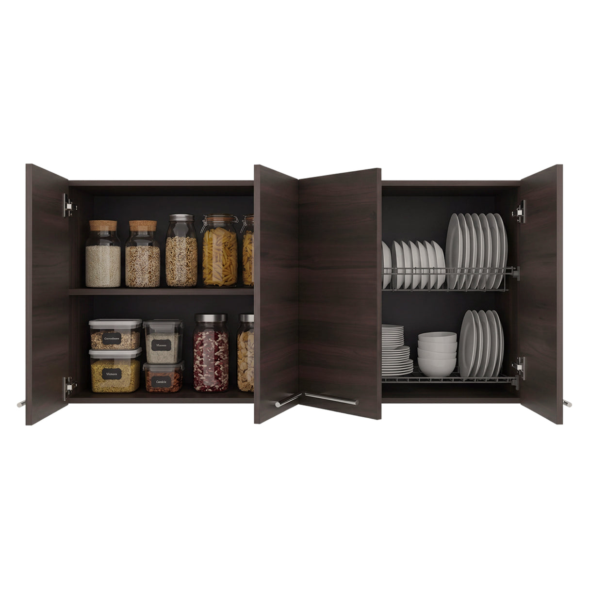 Mueble Superior de Cocina Superior Nogal 120x60cm con Un Entrepaño y con Cuatro Puertas