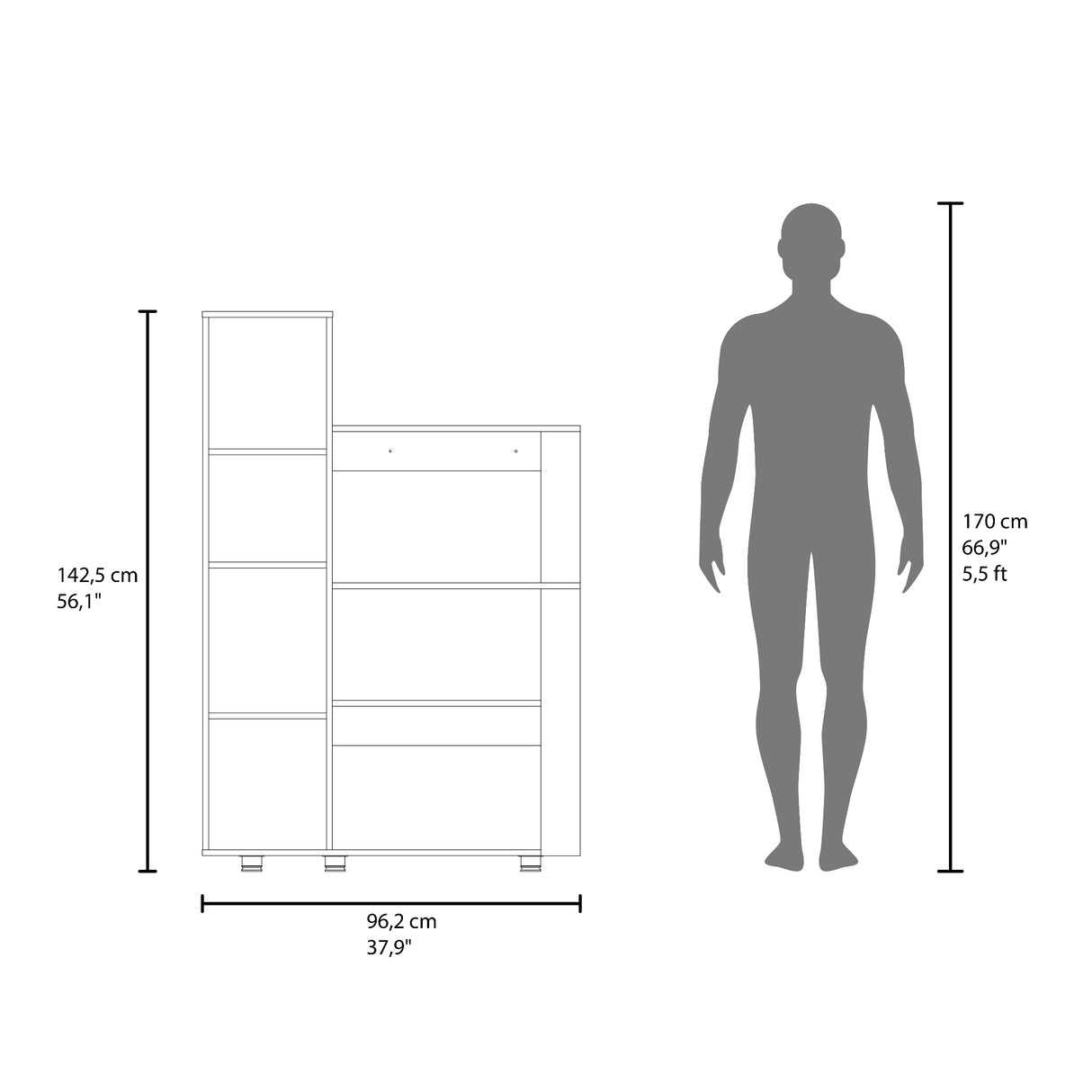 Alacena Aldan Wengue 96.2x142.5cm con Tres Puertas