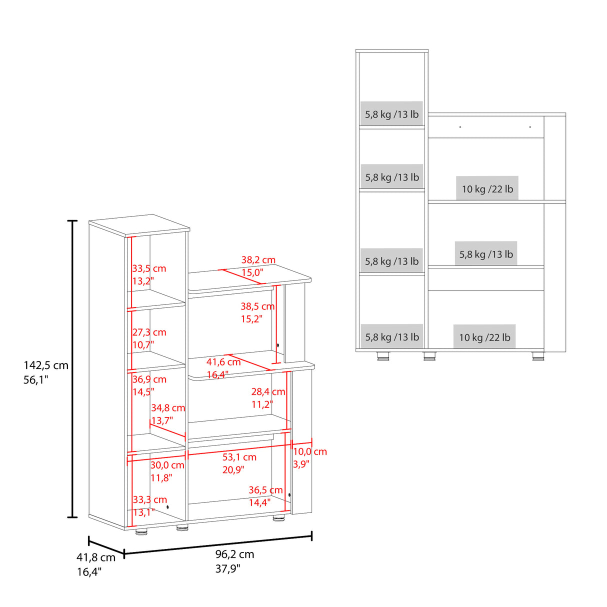 Alacena Aldan Wengue 96.2x142.5cm con Tres Puertas