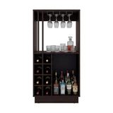 Bar Caoba Nogal 60x120cm con Dos Compartimientos y Ocho Portabotellas