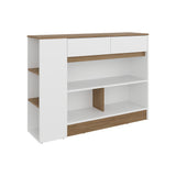 Mueble Auxiliar de Cocina Lynton Fresno y Blanco 110x82.6cm con Un Entrepaño y Tres Compartimientos