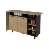 Mueble Auxiliar de Cocina Corcega Fresno y Wengue 150x89.5cm con Tres Entrepaños y Cinco Compartimientos