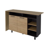 Mueble Auxiliar de Cocina Corcega Fresno y Wengue 150x89.5cm con Tres Entrepaños y Cinco Compartimientos