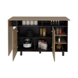 Mueble Auxiliar de Cocina Corcega Fresno y Wengue 150x89.5cm con Tres Entrepaños y Cinco Compartimientos