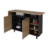 Mueble Auxiliar de Cocina Corcega Fresno y Wengue 150x89.5cm con Tres Entrepaños y Cinco Compartimientos