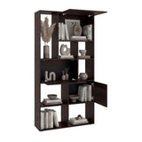Biblioteca Anya Nogal 92.4x181.6cm Rectangular con Siete Compartimientos y con Cuatro Entrepaños