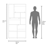 Biblioteca Anya Nogal 92.4x181.6cm Rectangular con Siete Compartimientos y con Cuatro Entrepaños