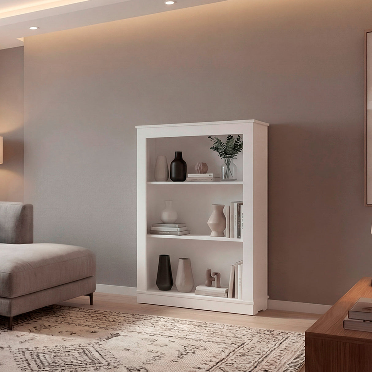 Estantería Classic Blanco 74.9x108.2cm Rectangular con Tres Compartimientos y con Dos Entrepaños