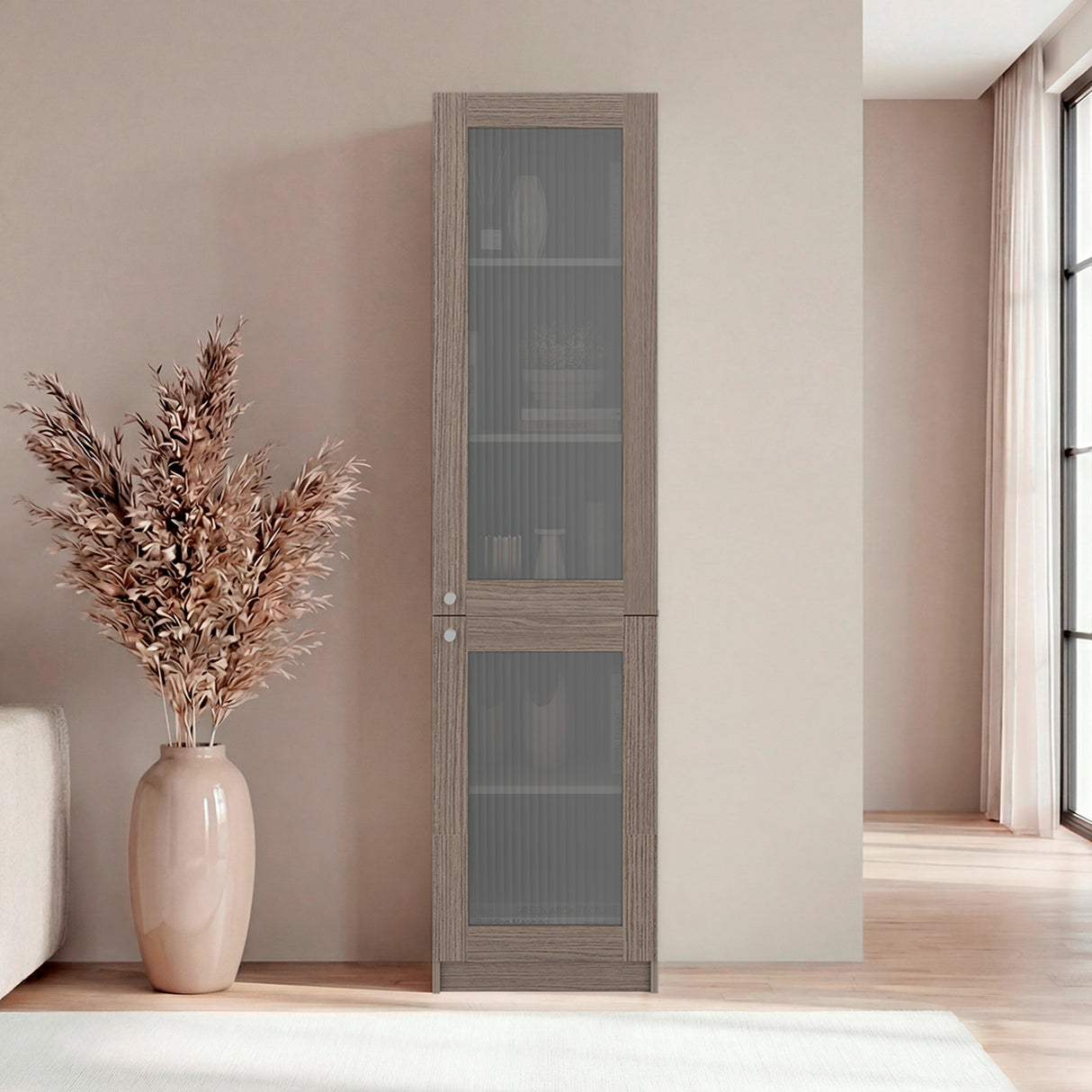 Estantería E-M6 Positano y Wengue 45.2x180.6cm Rectangular con Cinco Compartimientos y con Cuatro Entrepaños