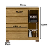 Cómoda Borneo Almendra 100x99.3cm de Cuatro Hileras con Cuatro Cajones