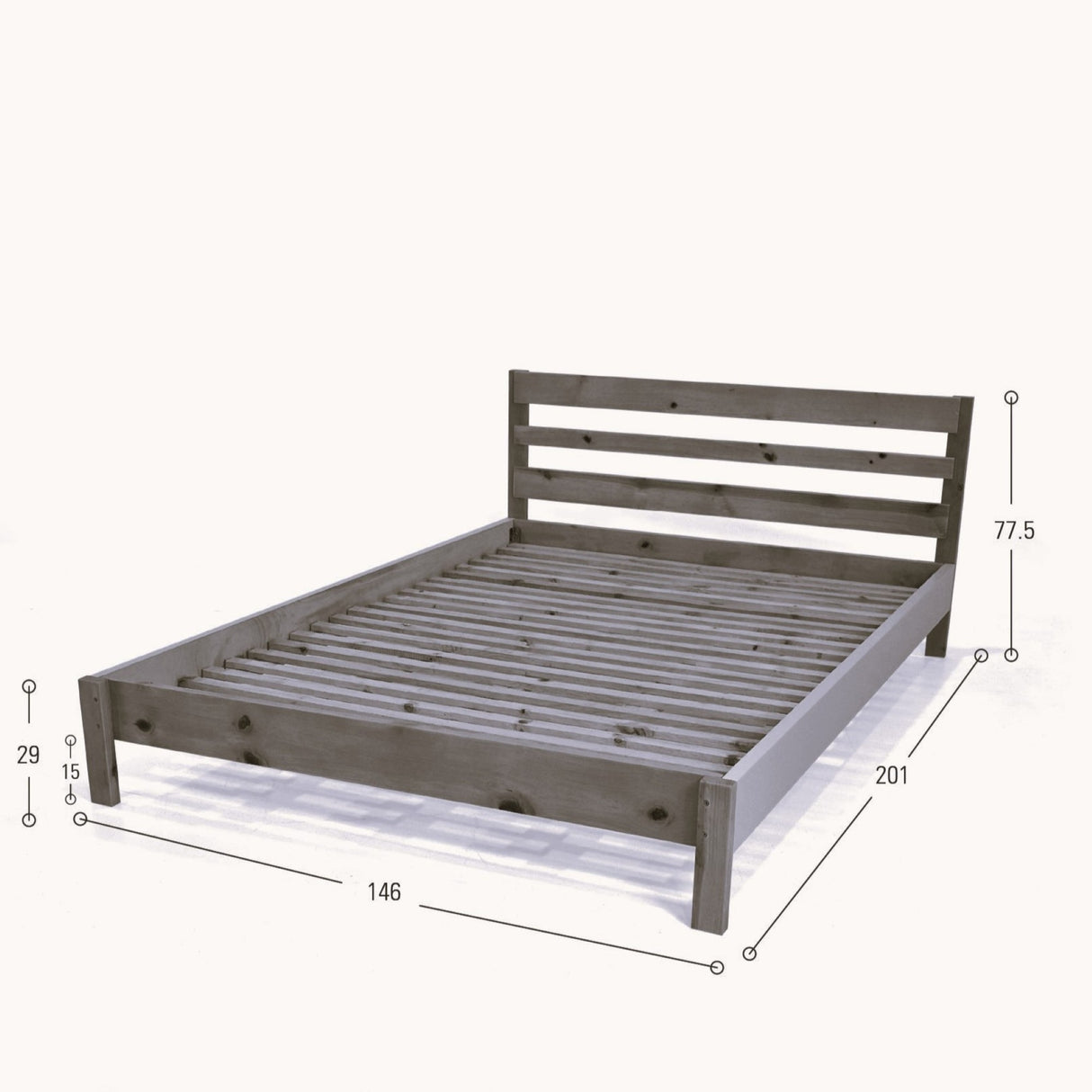 Cama Cincinnati Matiz Natural 146x77.5cm para Colchón Doble 140 X 190 Cm con Cabecero