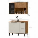 Cocina Malta Natural y Blanco Apagado 120x74cm con Cuatro Puertas sin Mesón y Sin Estufa
