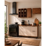 Cocina Bahamas Almendra y Blanco Apagado 120x163.5cm con Cuatro Puertas sin Mesón y Sin Estufa