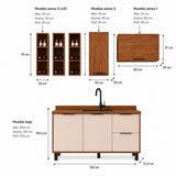 Cocina Bahamas Almendra y Blanco Apagado 120x163.5cm con Cuatro Puertas sin Mesón y Sin Estufa
