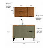 Cocina Rosario Natural y Olivia 120x163cm con Cinco Puertas sin Mesón y Sin Estufa