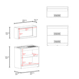 Cocina Zurich Blanco y Fresno 100x49cm con Mesón de Acero Inoxidable y sin Estufa